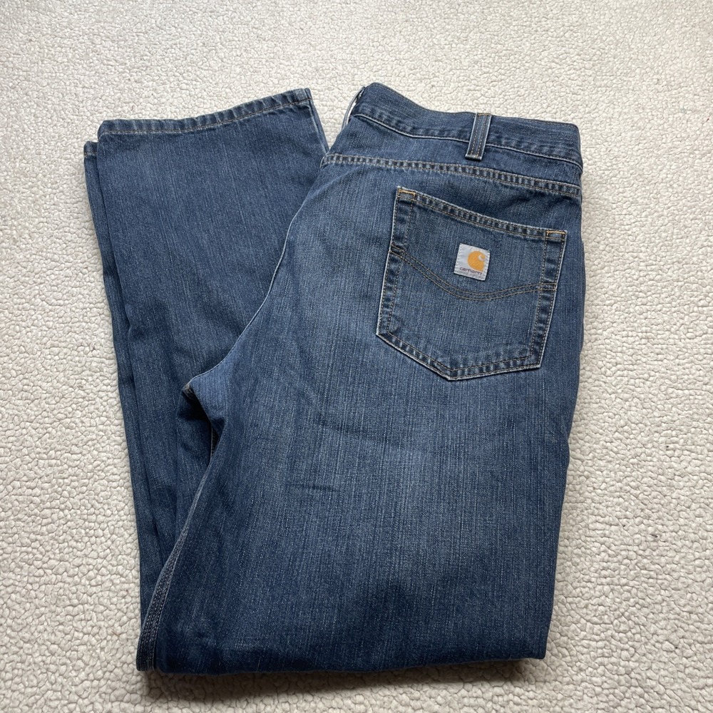 Carhartt Jeans Mens 42x32 Blue Relaxed Fit Straight‎ Leg Workwear Denim Pants